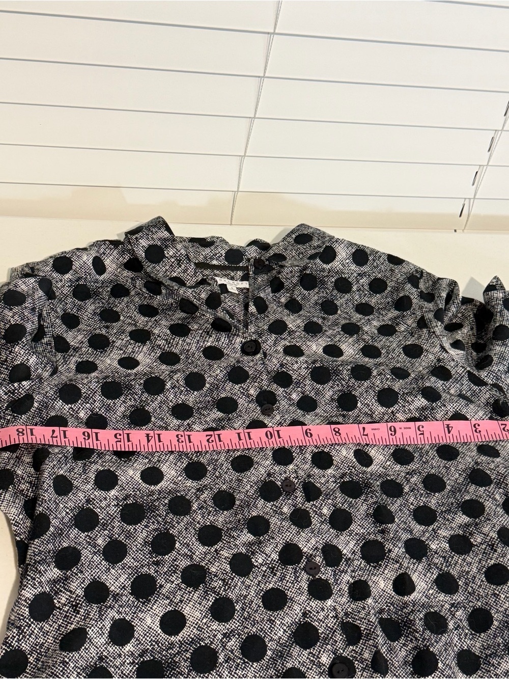 Foxcroft Wrinkle Free Black & White Polka Dot Button-Down Blouse - Picture 7 of 7